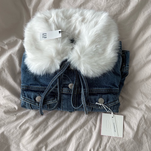 Sandy Liang Jackets & Blazers - Gap × Sandy Liang Vegan Fur Crop Denim Jacket